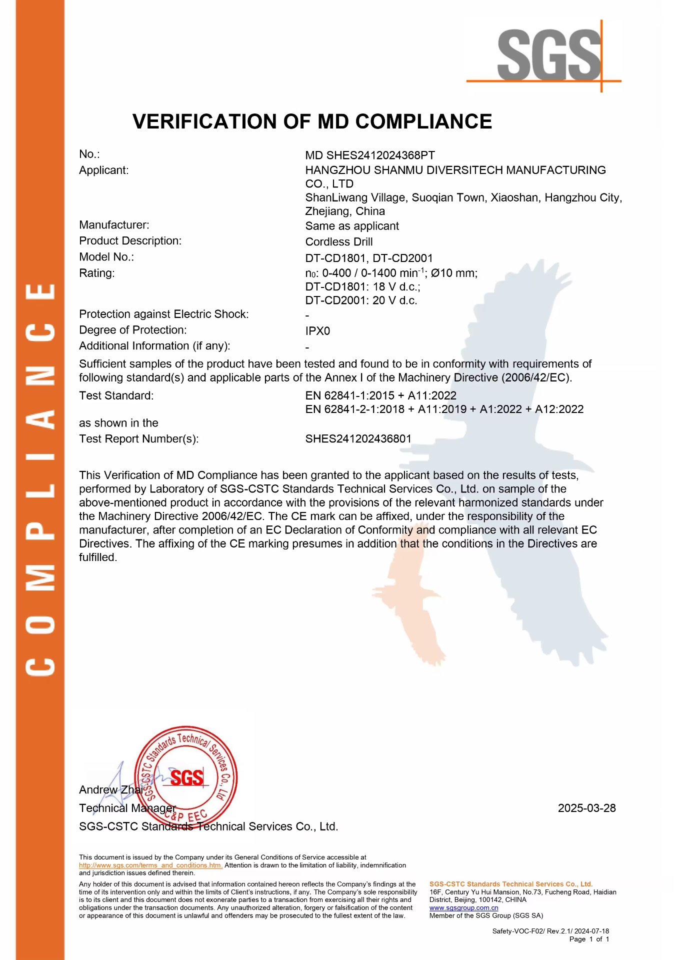 SGS MD Compliance Verification CD18/CD20
