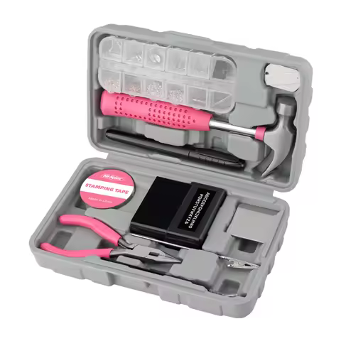 Handmade 39pcs Jewelry Tool Set for Women DIY Tool Box with Pliers Accessories in Home Pink OEM Supported in Hard Case Packaging