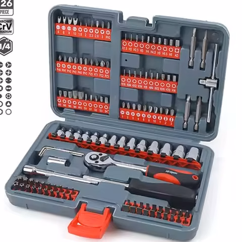 126pc 1/4'' Tamperproof Security Driver Bits Screwdriver Set Ratchet Handle Tool Case with Plastic Handle OEM ODM Ready