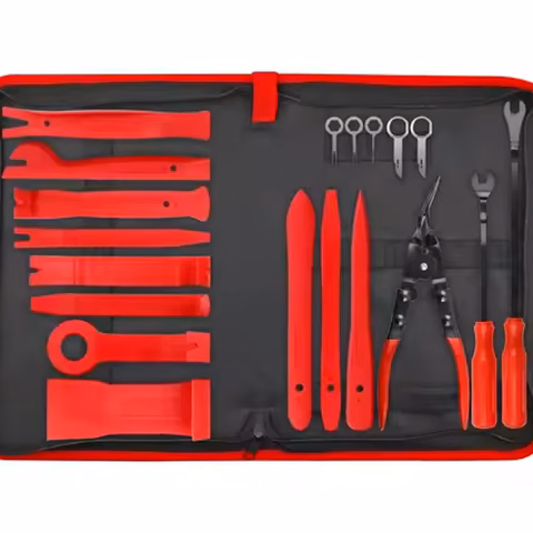 19pc Auto Car Furniture Trim Panel DIY Upholstery Removal Set Steel Pry Levers Audio Keys Tools Auto Clip Pliers OEM ODM Ready