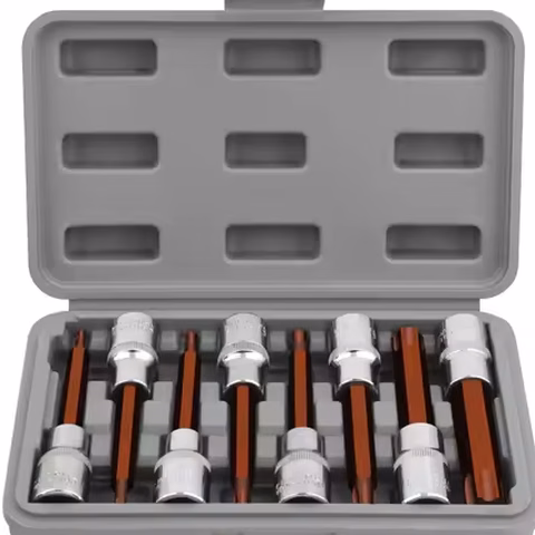 8pc 1/2 Inch Drive 100mm Long S2 Steel Torx Bit Socket Set Cr-V Body S2 Steel Extended Bits Sizes T20 T70 Hand OEM ODM Ready
