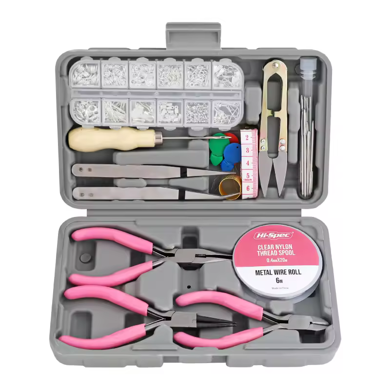 17pc Home Jewellery Tool Kit Set 600pc Finding Accessories OEM Customizable Hand-Power Source for Sewing Decorations Arts Crafts