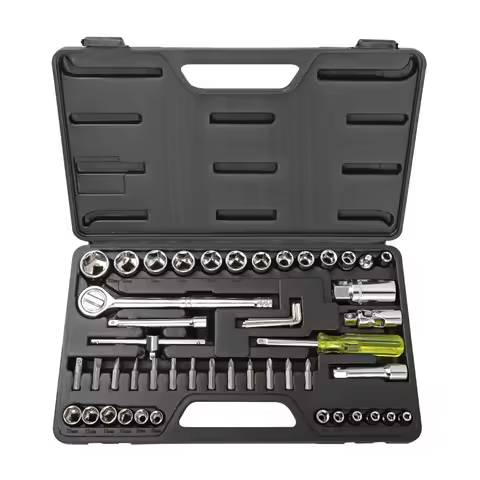 Professional 52pc 1/4\" 3/8\" Drive Metric Socket Set Screw Driver Bit & Ratchet Wrench Tool Box Hand-Powered OEM Customizable