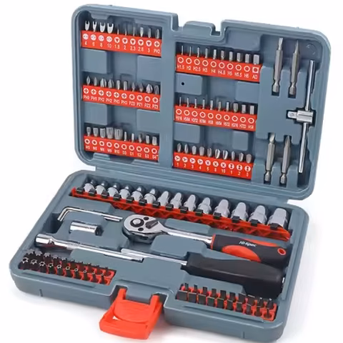 126pc Hi-Spec Durable Mult-Purpose Screwdriver Bits Sockets Handles Set 1/4'' Hex Shank Security Tamperproof OEM Hard Case Home