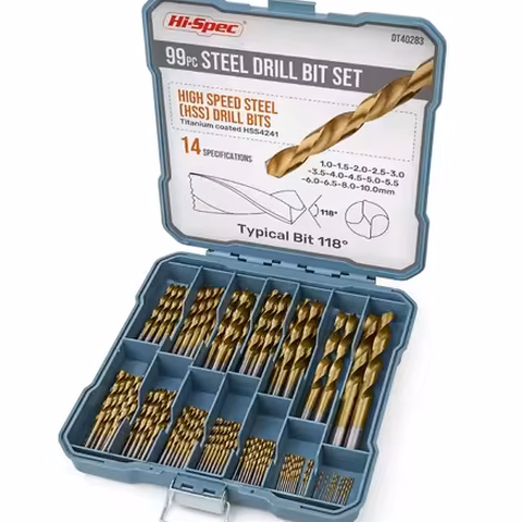 99pc Metric HSS Drill Bit Box Set Titanium Coated 1-10mm High Speed Steel Bits for Metal Wood Plastic OEM ODM Ready