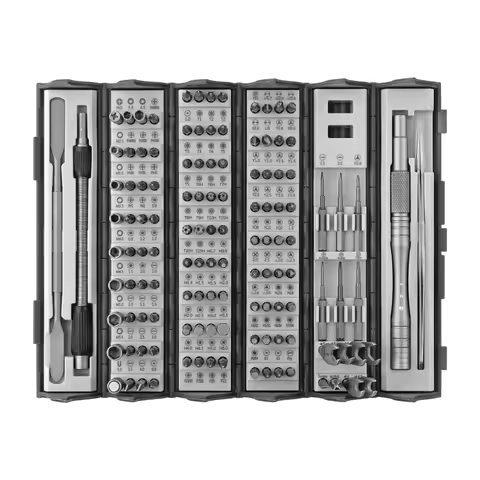 128pc Precision S2 Screw Driver Bits Set Multifunction Electronics Repair Tool Chrome Plated Plastic Foldable Case OEM ODM Ready