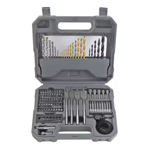 OEM ODM Ready 100pc Metric Multi Steel Drill Screw Nut Driver Bit Set HSS Metal Brad Point Wood Masonry Hole Saw Spade Marble