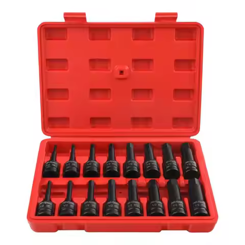 16pc 1/2\" Metric Deep Impact Hex Socket Bit Set H4-H19 for DIY Projects