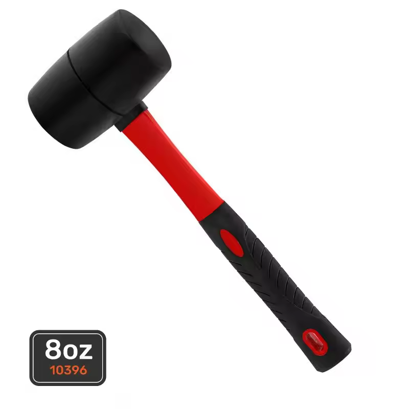 Hi-Spec OEM Customizable 8oz DIY Grade Black Rubber Mallet Hammer Fiberglass Handle High Performance Model 10396 Modern Floor