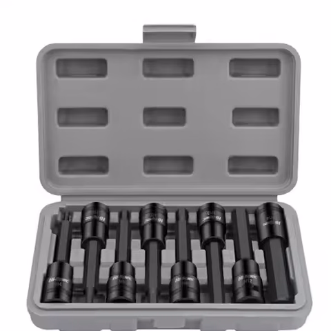8pc 1/2\" Drive Long Impact Hex Bit Socket Set H4-H14 Customized OEM Chrome Finish