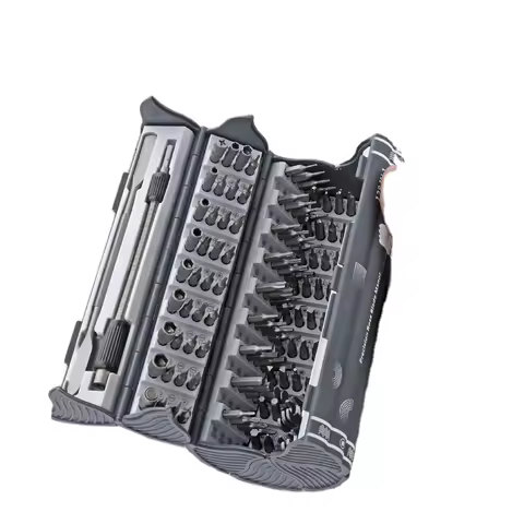 128pc Precision DIY Grade Screwdriver Bit Set Chrome-Finish Pry Bars Plastic Handle Foldable Case OEM Customization Supported