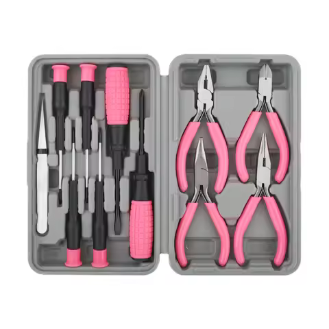 11pcs DIY Mini Stainless Steel Jewelry Pliers Set Best Fashion Home Repair Tool Tool Set for Women OEM Customizable Hard Case
