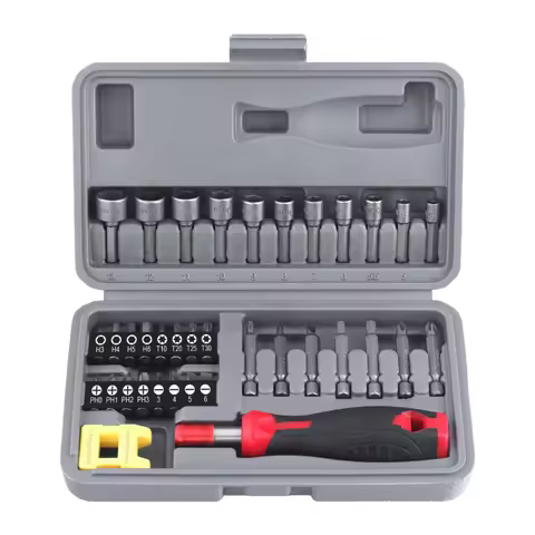 Hi-Spec 36pc 1/4" SAE Metric Chrome Vanadium Steel Socket Set Ratcheting Wrench Accessories Screw Driver Bit OEM ODM Ready
