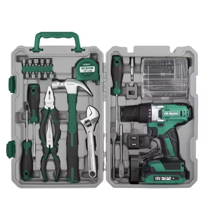 18V DIY Electric Power Tool Kit Drill Driver Machine with Carbon Steel Tool Box for Garage Home Repair OEM ODM Case Included