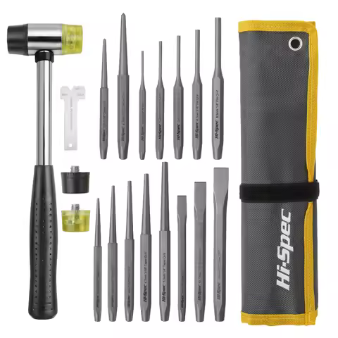 Hi-Spec 19-Piece DIY Nail Punch Chisel Set Hand-Power Source Including Conical & Cylindrical Punch Tool Sets OEM ODM