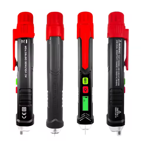 Digital Display Battery Operated Electric Tester Non-Contact Voltage Measurement Three-Phase Phase Sequence Red HT100P 1 1 Year