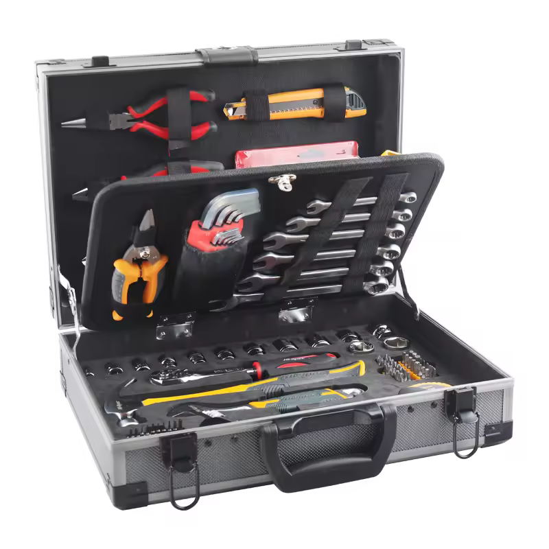 121pc Professional Home DIY Garage Mechanical Tool Kit Set Box Hand Tool Sockets Wrenches Aluminum Case OEM Hi-Spec Auto